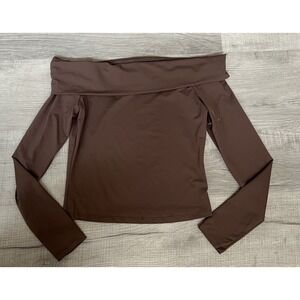 NEW Gypsy & Jade Women's Off The Shoulder Brown Long Sleeve Top Size M